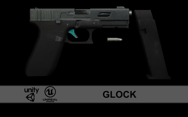 Glock Gameasset Low Poly 3Dモデル .c4d .max .obj .3ds .fbx .stl .blend 