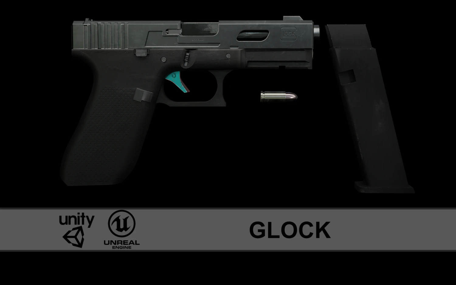 Glock Gameasset Low Poly 3D Model .c4d .max .obj .3ds .fbx .stl .blend 