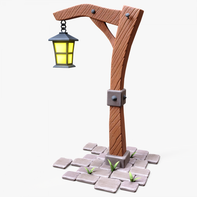 Stylized Wooden Lantern 3Dモデル .c4d .max .obj .3ds .fbx .stl .blend 