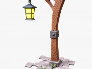 Стилізований дерев'яний ліхтар 3D Модель