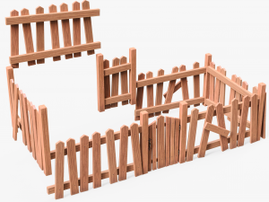 Wooden Fence 3D मॉडल