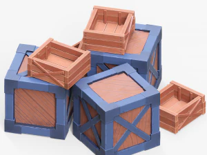 Stylized Wooden Boxes 3D Model