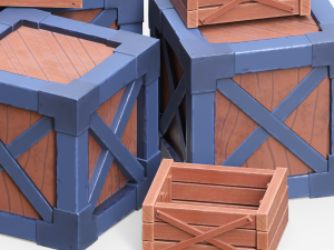 Stylized Wooden Boxes 3D Model