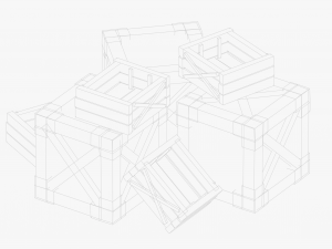 Stylized Wooden Boxes 3D Model