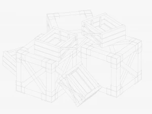 Stylized Wooden Boxes 3D Model