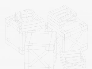 Stylized Wooden Boxes 3D Model