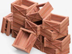 Wooden Boxes 3D Model