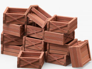Wooden Boxes 3D Model