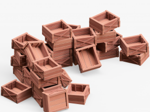 Wooden Boxes 3D Модель