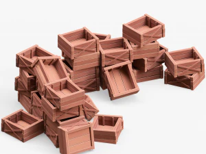 Wooden Boxes 3D Model
