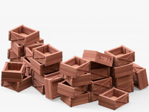 Wooden Boxes 3D Model