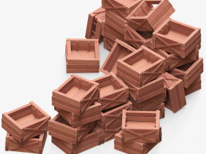 Wooden Boxes 3D Model