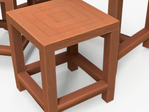 Wood Table And Chair 3D Model