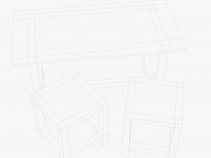 Wood Table And Chair Modelo 3D