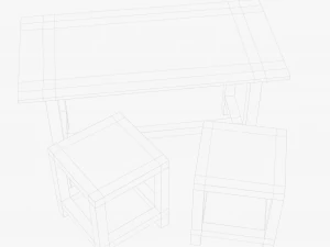 Wood Table And Chair 3D Model