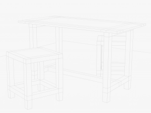 Wood Table And Chair Modelo 3D