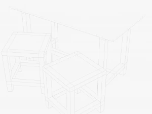 Wood Table And Chair 3D Model