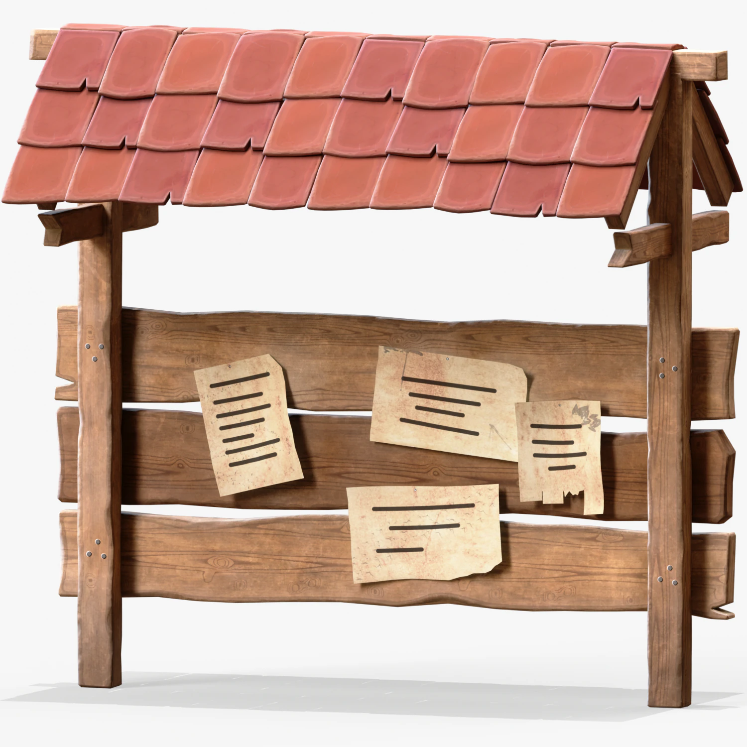 Wooden Bulletin Board 3D Model .c4d .max .obj .3ds .fbx .stl .blend