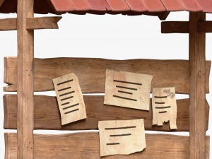 Wooden Bulletin Board 3D Model