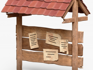 Wooden Bulletin Board 3D मॉडल