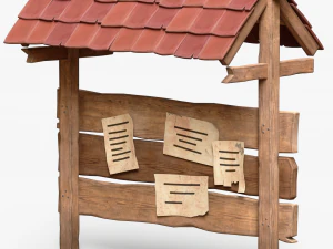 Wooden Bulletin Board 3D Model