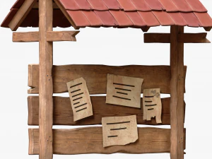 Wooden Bulletin Board 3D Model