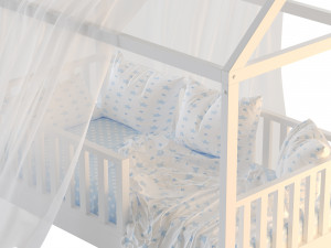 Childrens bed house Linn with board - Solid Beech 3D Модель