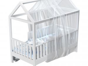 Childrens bed house Linn with board - Solid Beech 3D Модель