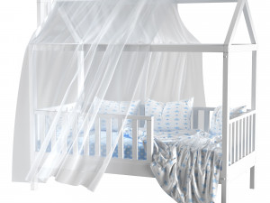 Childrens bed house Linn with board - Solid Beech 3D Модель