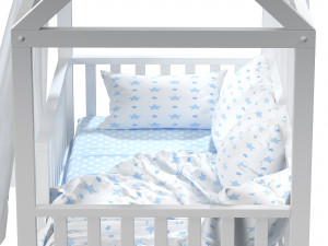 Childrens bed house Linn with board - Solid Beech 3D Модель