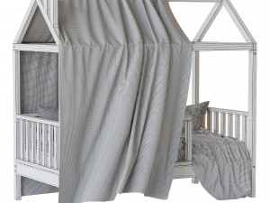 Childrens bed house Linn with board - Solid Beech 3D Модель