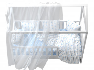 Childrens bed house Linn with board - Solid Beech 3D Модель