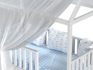 Childrens bed house Linn with board - solid beech 02 3D Model