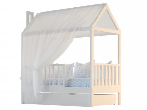 Childrens bed house Linn with board - solid beech 02 3D Model