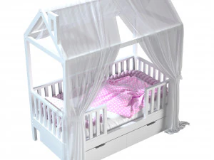 Childrens bed house Lynn - entrance in the center 3D Model