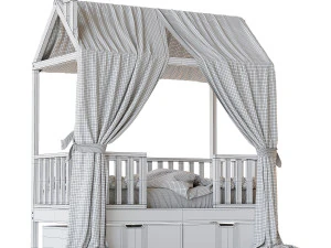 Childrens bed house Lynn - entrance in the center 3D Model