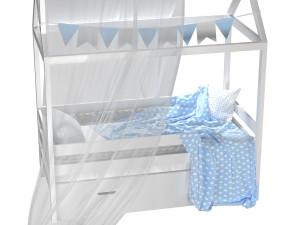 Childrens bedhouse Brunet - solid beech 3D Model
