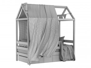 Childrens bedhouse Brunet - solid beech 3D Model