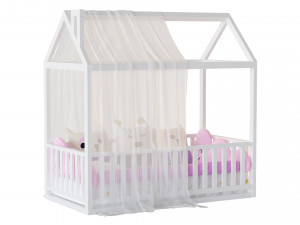 Childrens floor bed-house Alva from solid Beech 3D Model