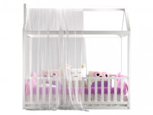 Childrens floor bed-house Alva from solid Beech 3D Model