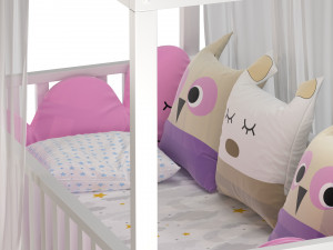 Childrens floor bed-house Alva from solid Beech 3D Model