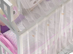 Childrens floor bed-house Alva from solid Beech 3D Model