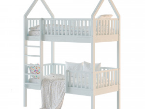Childrens bunk bed Torren entrance from the facade - Solid Beech 02 3D Model