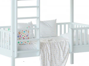 Childrens bunk bed Torren entrance from the facade - Solid Beech 02 3D Model