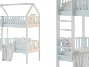Childrens bunk bed Torren entrance from the facade - Solid Beech 02 3D Model