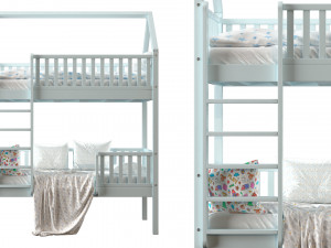 Childrens bunk bed Torren entrance from the facade - Solid Beech 02 Modelo 3D