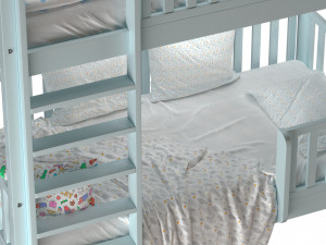 Childrens bunk bed Torren entrance from the facade - Solid Beech 02 Modelo 3D