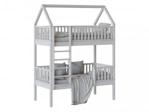 Childrens bunk bed Torren entrance from the facade - Solid Beech 02 3D Model