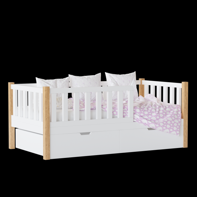 Childrens bed Naomi with board - Solid Beech 3D 模型 .c4d .max .obj .3ds .fbx .stl .blend 