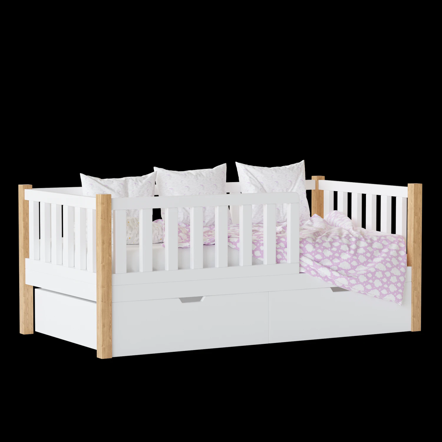 Childrens bed Naomi with board - Solid Beech 3D Model .c4d .max .obj .3ds .fbx .stl .blend